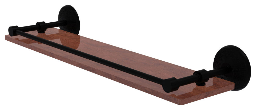 Monte Carlo 22" Solid Wood Shelf with Gallery Rail, Matte Black