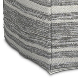 Carina Square Woven Pouf, Black Melange, White