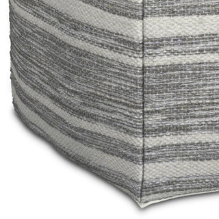 Carina Square Woven Pouf, Black Melange, White