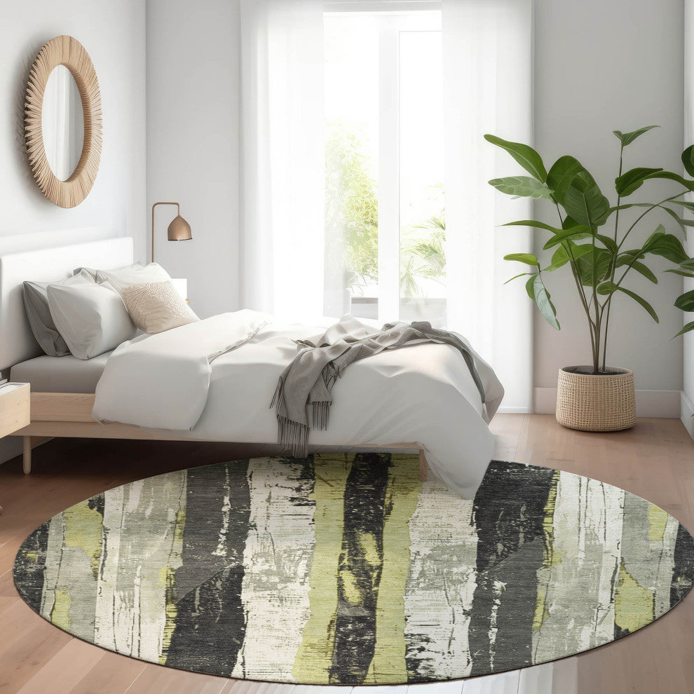 Machine Washable Indoor/Outdoor Chantille ACN1872 Aloe 8' x 8' Round Rug