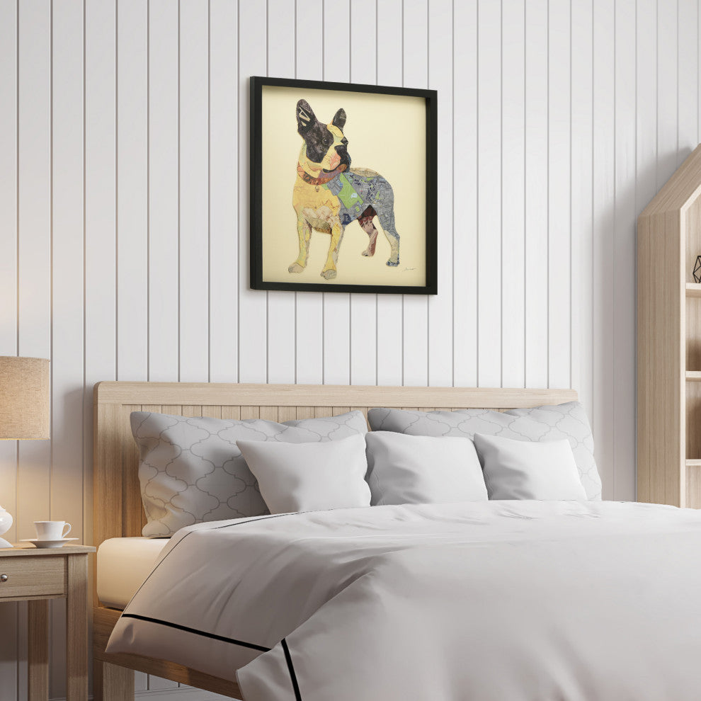 Boston Terrier Dimensional Collage Framed Graphic Art Under Glass Wall Art