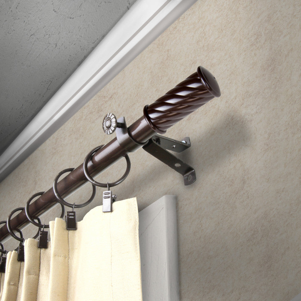Grip Curtain Rod, Cocoa, 66-120"