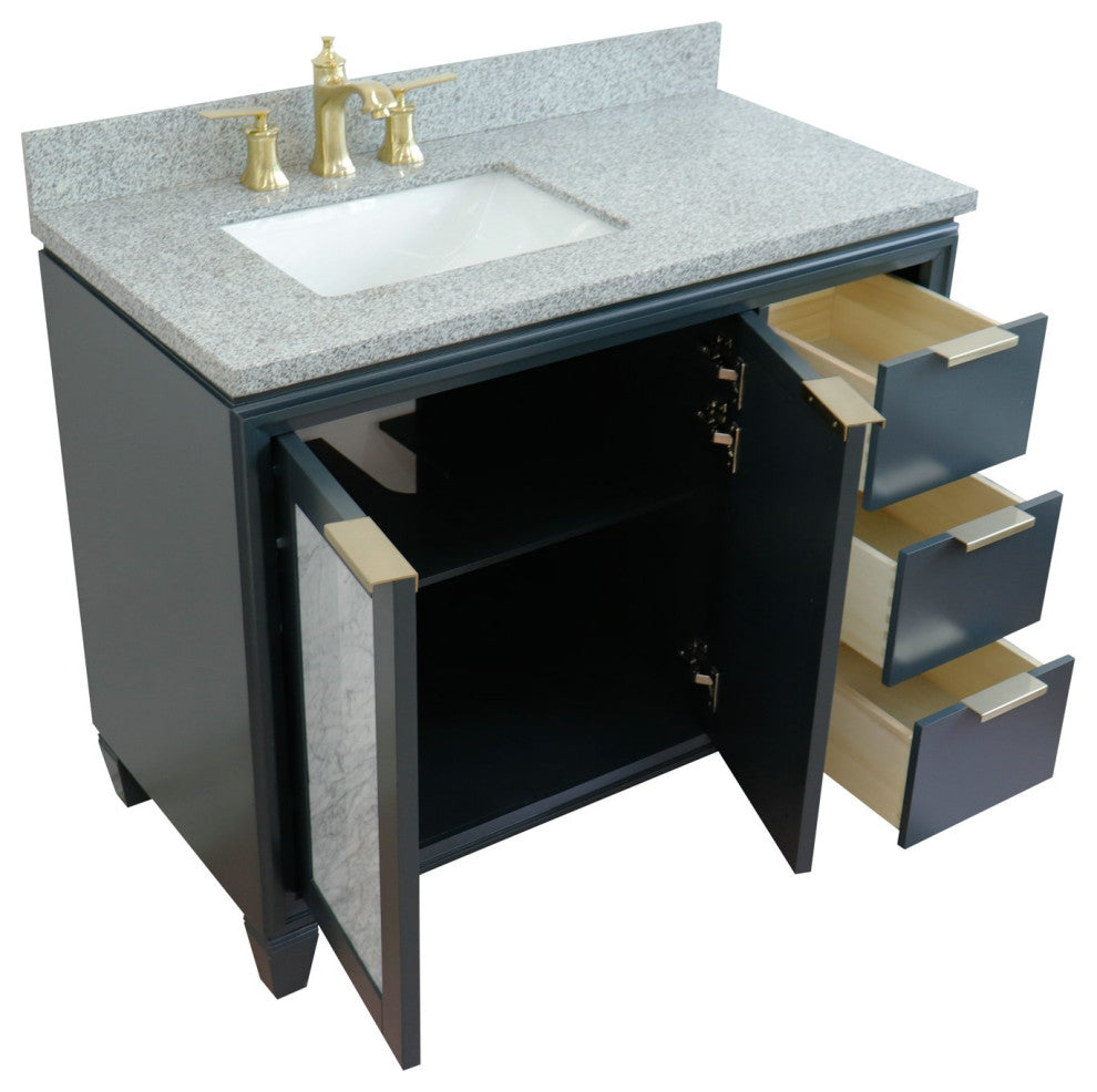 43" Single Vanity, Dark Gray Finish With Gray Granite
