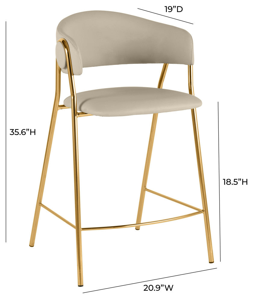 Lara Cream Vegan Leather Counter Stool, Set of 2
