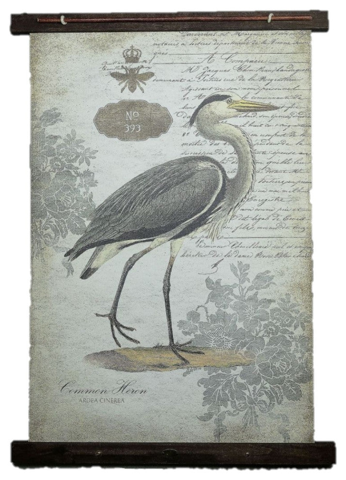 Grey Vintage Heron Large Tapestry Wall Decor