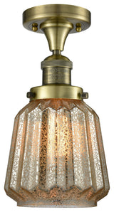 Chatham 1-Light LED Flush Mount, Antique Brass, Glass: Mercury Plated