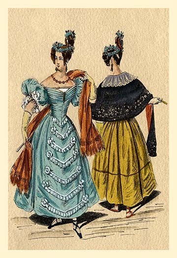 Ladies with Matching Hats- Fine Art Giclee Print 24" x 36"