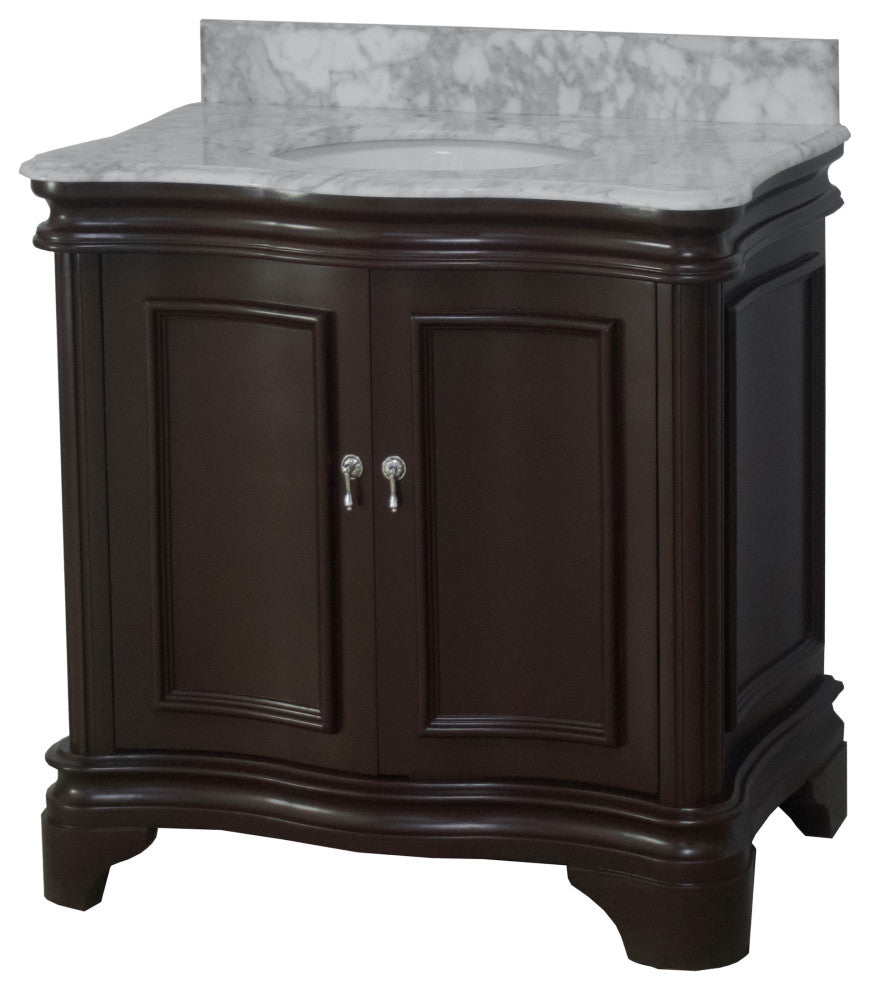 Katherine 36" Bath Vanity, Chocolate, Carrara Marble