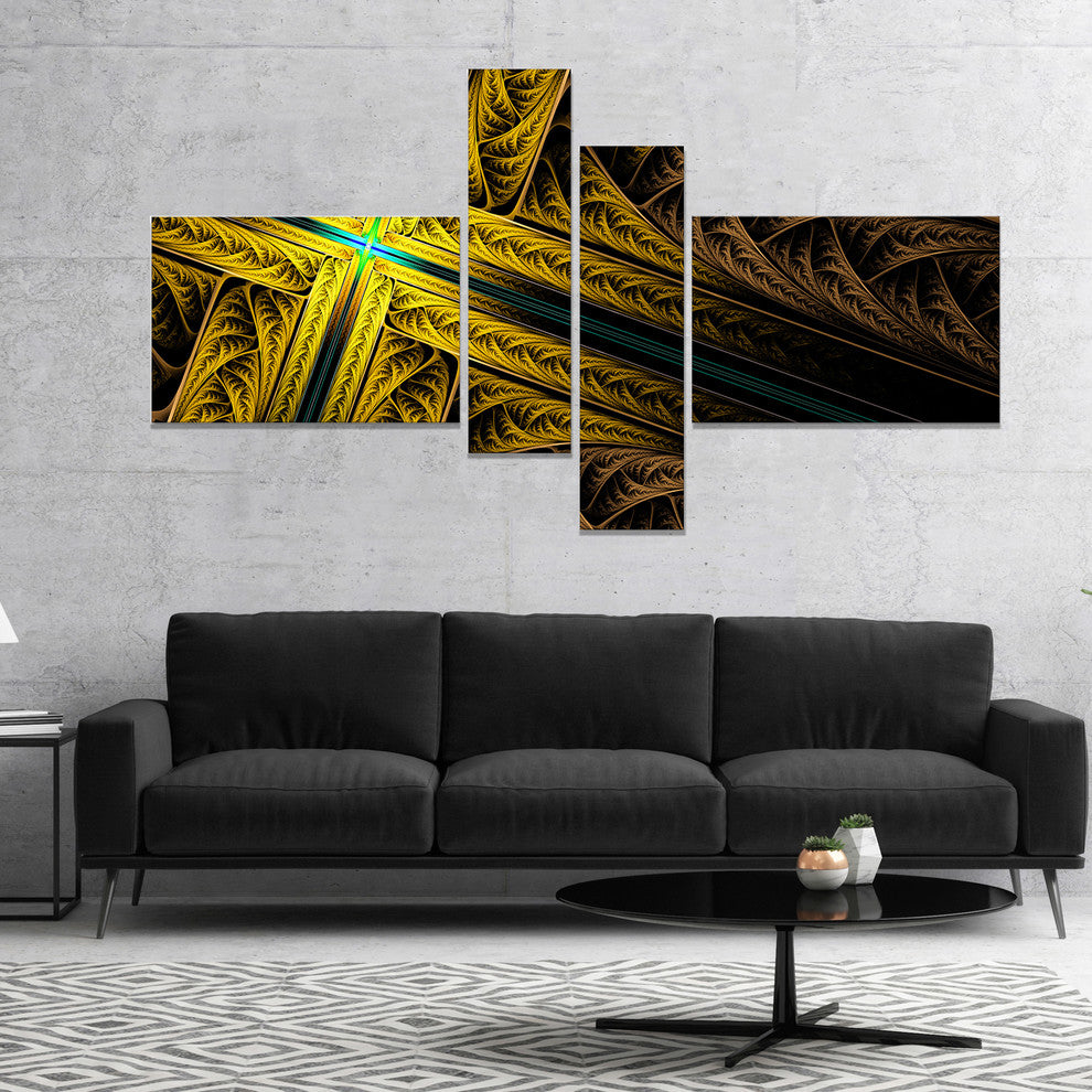 Intricate Multi colored Cross, Abstract Print On Canvas, 60"x32", 4 panels