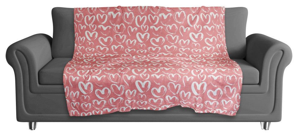 Scribble Heart Pattern 50x60 Sherpa Fleece Blanket