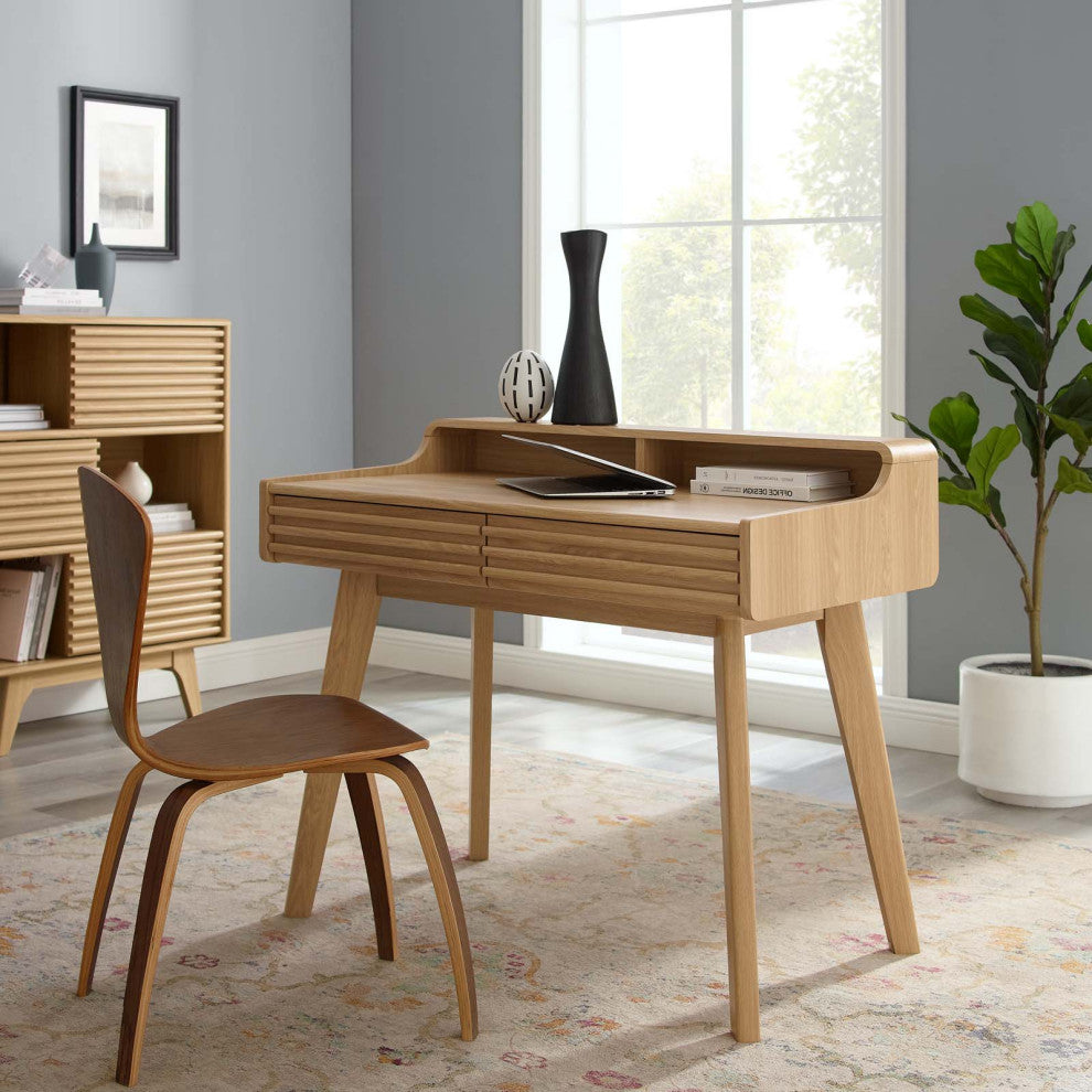 Computer Work Desk, Wood, Brown Oak, Modern, Home Business Office Furniture