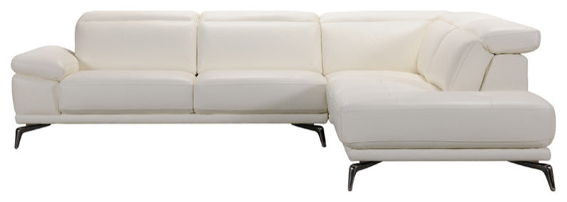 HomeRoots 29" White Leather and Wood Sectional Sofa