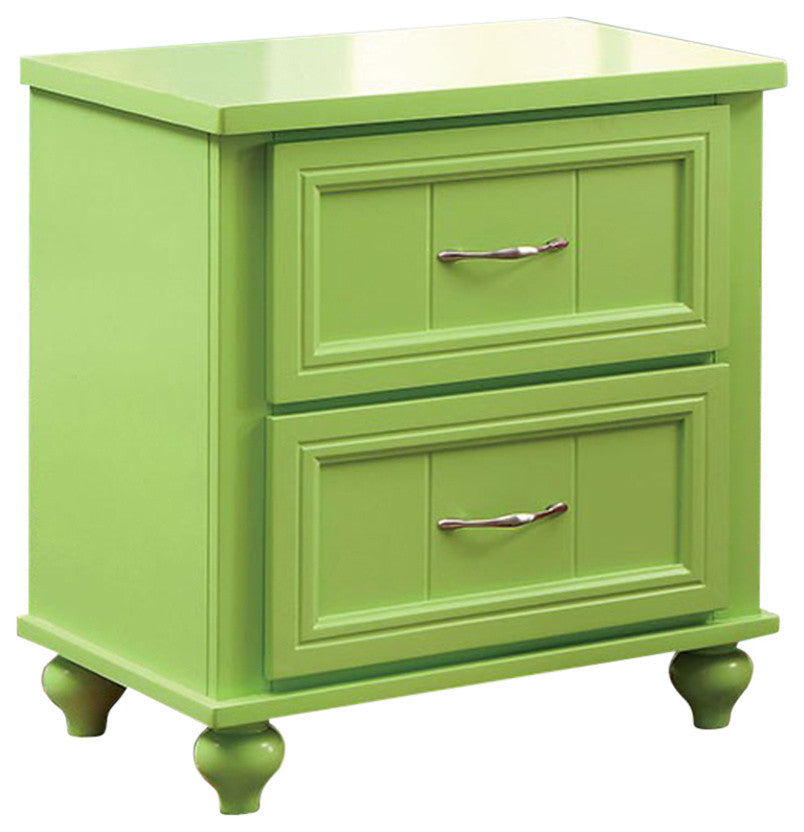 Lacey Contemporary Nightstand, Apple Green Finish