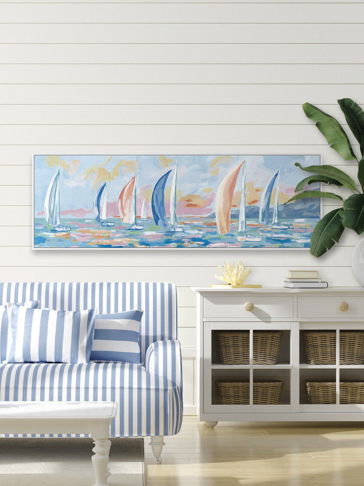 "I Need My Boat" Floater Framed Painting Print on Canvas, 30x10