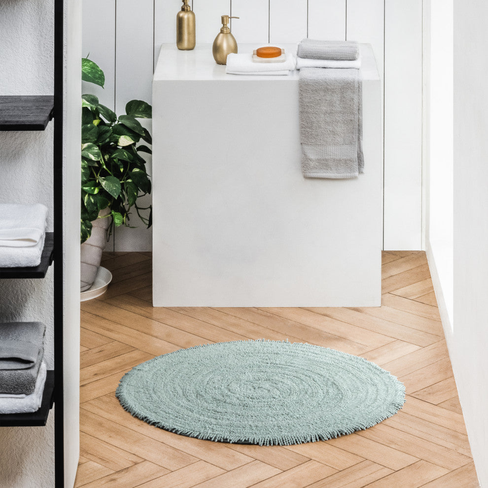 Hartley Machine Tufted Bath Mat, Blue, 30"x30"
