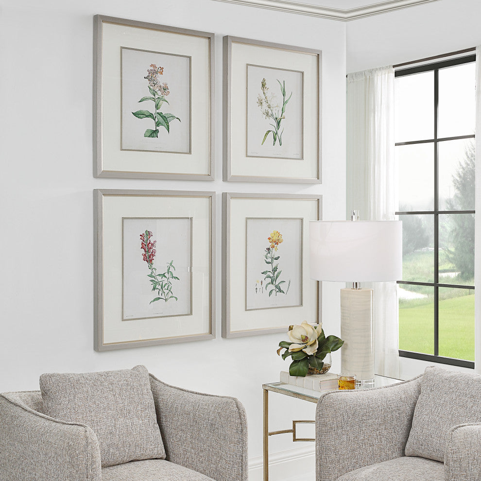 Uttermost 32285 Heirloom Blooms Study Framed Prints 4-Piece Set