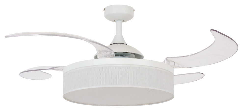Fanaway Fraser 48" AC Ceiling Fan With Light, White and Transparent