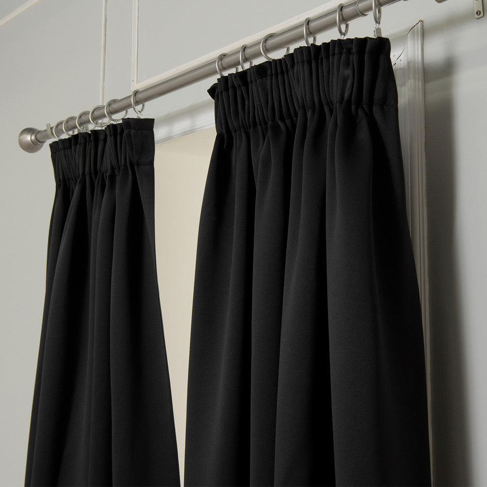 Pencil Pleat Blackout Curtains, Black, 52"x84", Set of 2