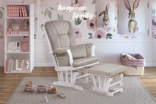 Alice Glider Chair and Ottoman, White, Without Pillow