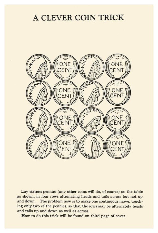 "A Clever Coin Trick - 16 Pennies" Digital Paper Print by Retromagic, 17"x24"