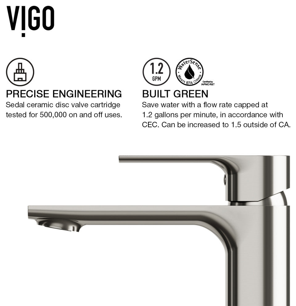 VIGO 6" H Davidson Single Handle Single Hole Faucet, Brushed Nickel, With Deck Plate
