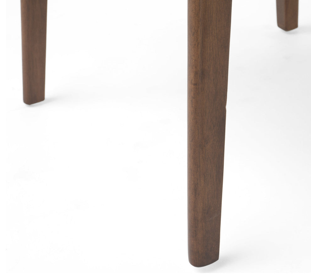 GDF Studio 5-Piece Adelade Brown Leather Wood Curved Leg Dining Set