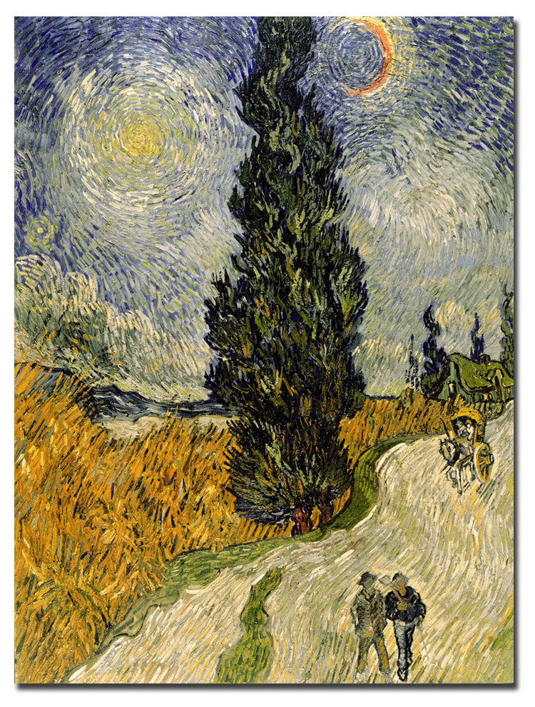 'Road with Cypresses, 1890' Canvas Art by Vincent van Gogh
