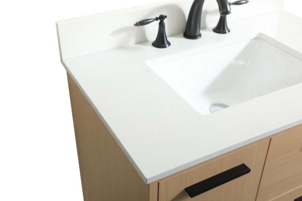 Home Living Modern Natural Oak-Light Bathroom Vanity, Maple, 30"
