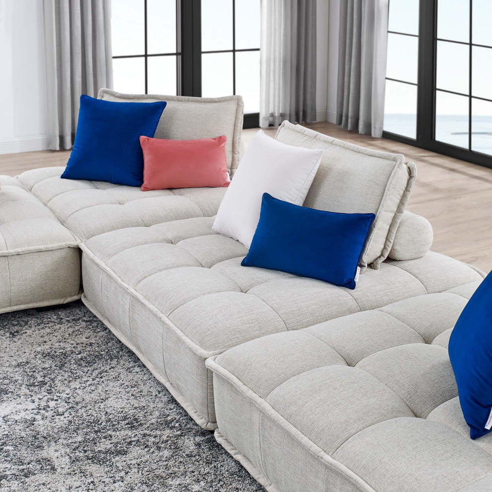 Saunter Tufted Fabric Fabric 4-Piece Sectional Sofa Beige -5208