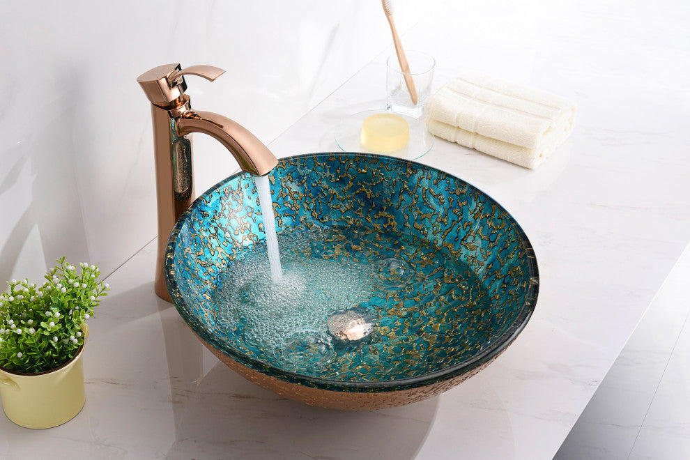 ANZZI Makata Series Tempered Glass Bathroom Vessel Sink