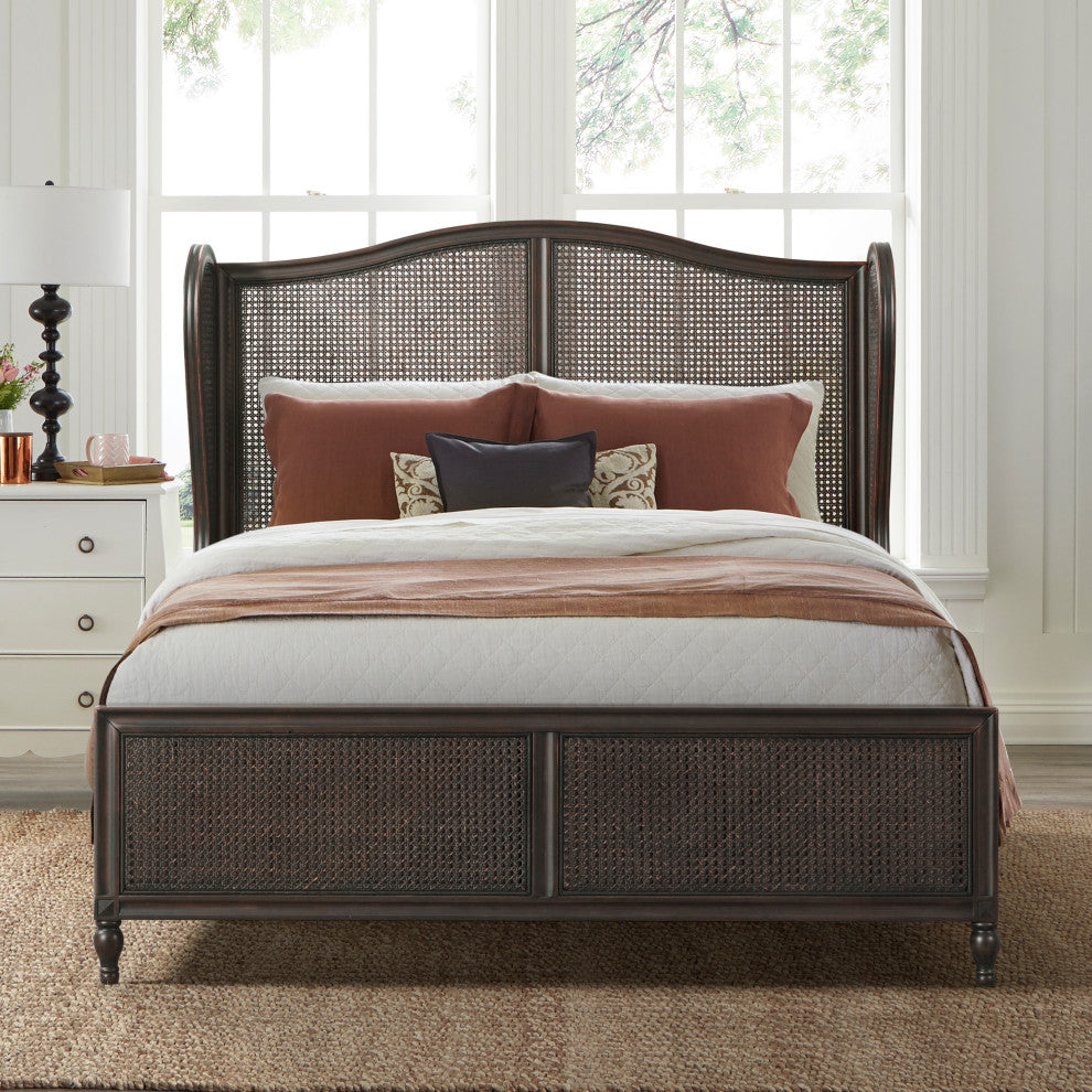 Hillsdale Sausalito Wood Cane Bed, Oiled Bronze, Queen Bed