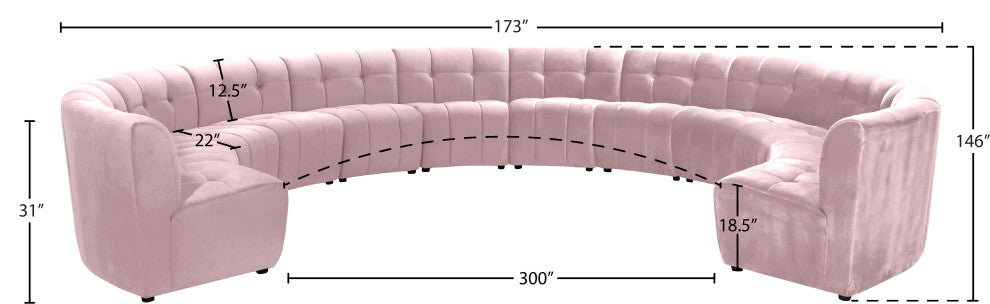 Limitless Velvet Upholstered 12-Piece Modular Sectional, Pink