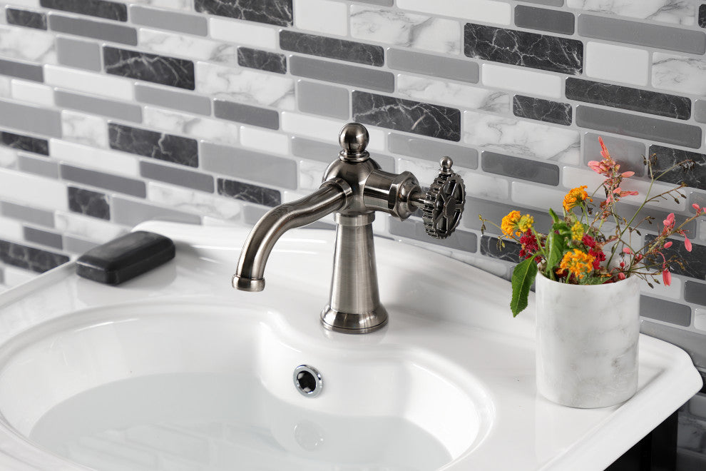 Kingston Brass KS354CGVN Single-Handle Bathroom Faucet, Push Pop-Up