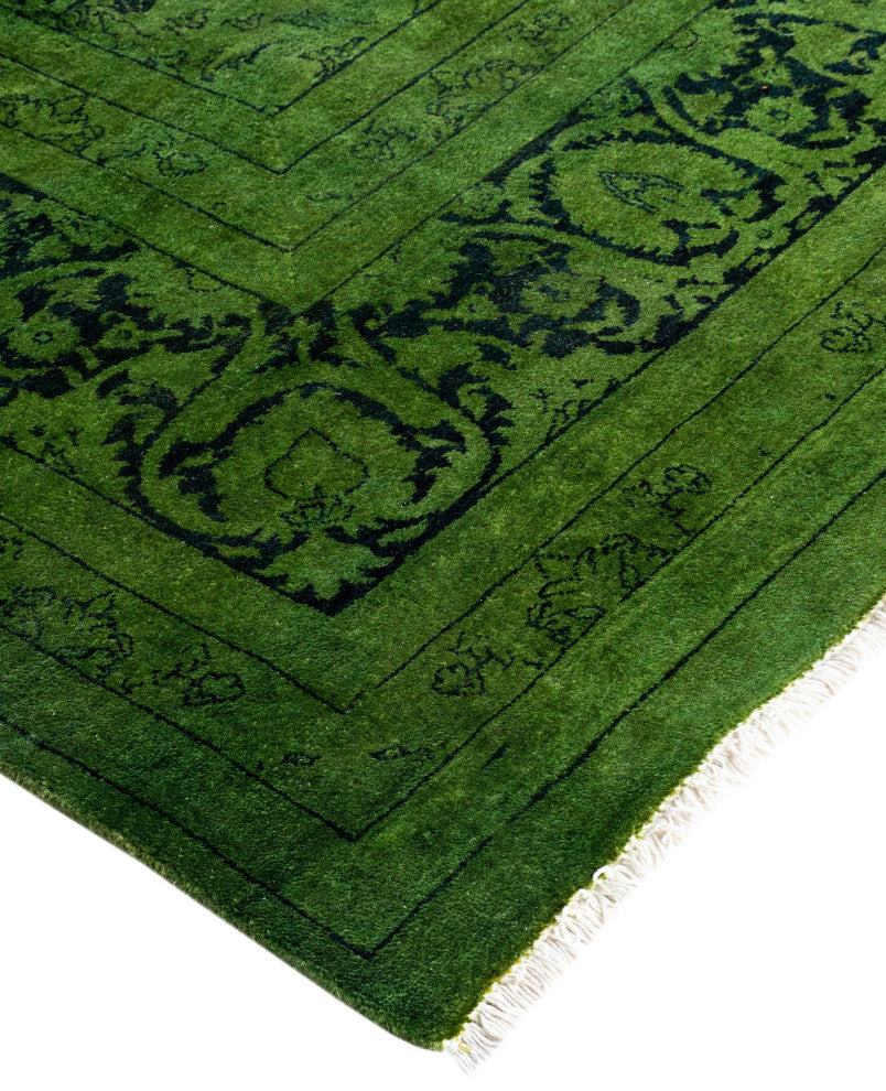 Overdyed One-of-a-Kind Hand-Knotted Area Rug Green, 8' 3" x 10' 6"