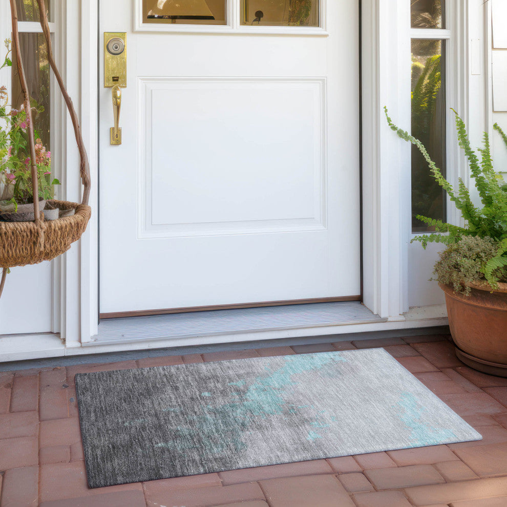 Machine Washable Indoor/Outdoor Chantille ACN1881 Teal 1'8" x 2'6" Rug