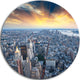 Aerial View Of Nyc Skyscrapers, Cityscape Round Metal Wall Art, 11"
