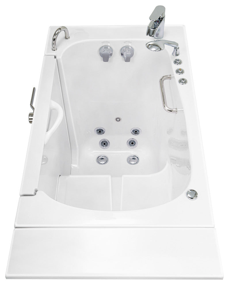 Ella Wheelchair Transfer 32"x52" Walk-In Bathtub,Outswing Door,Faucet,Dual Drain