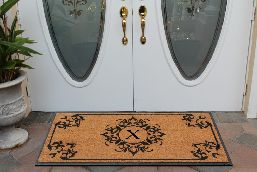 A1HC Hand-Crafted 24"x48" Rubber Coir Double/Single Monogrammed, X