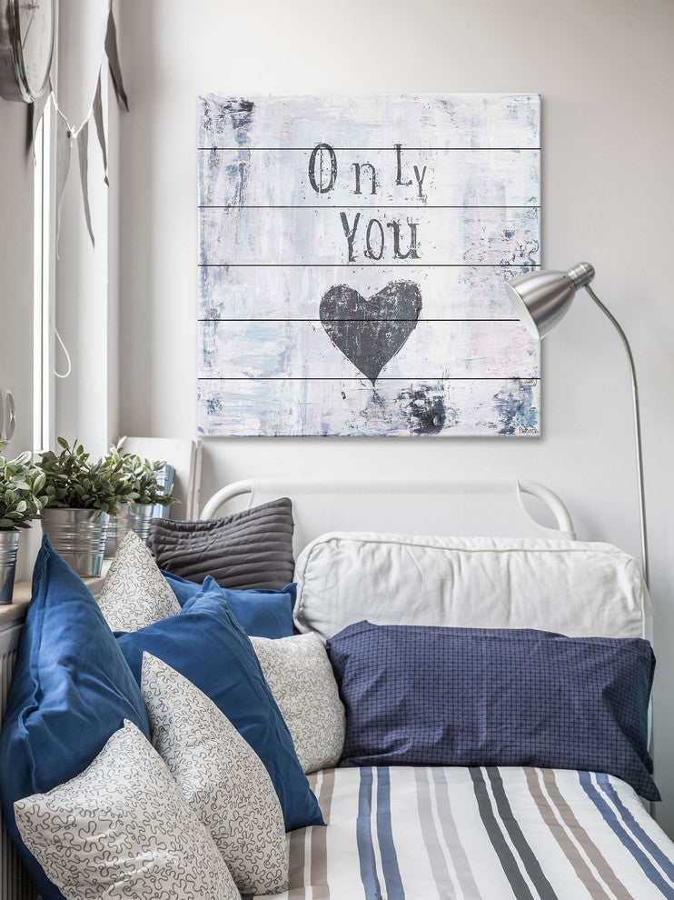 "Only You" Painting Print on White Wood, 18"x18"