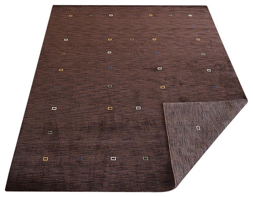HAND KNOTTED LOOM WOOL ECO-FRIENDLY AREA RUGS - Rectangle, Brown, Contemporary
