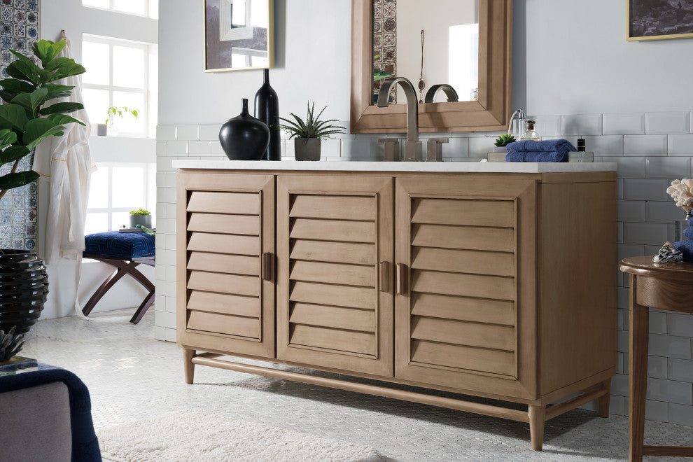 James Martin 620-V60S-WW-3AF Portland 60 Inch Vanity w/ Solid Surface Top