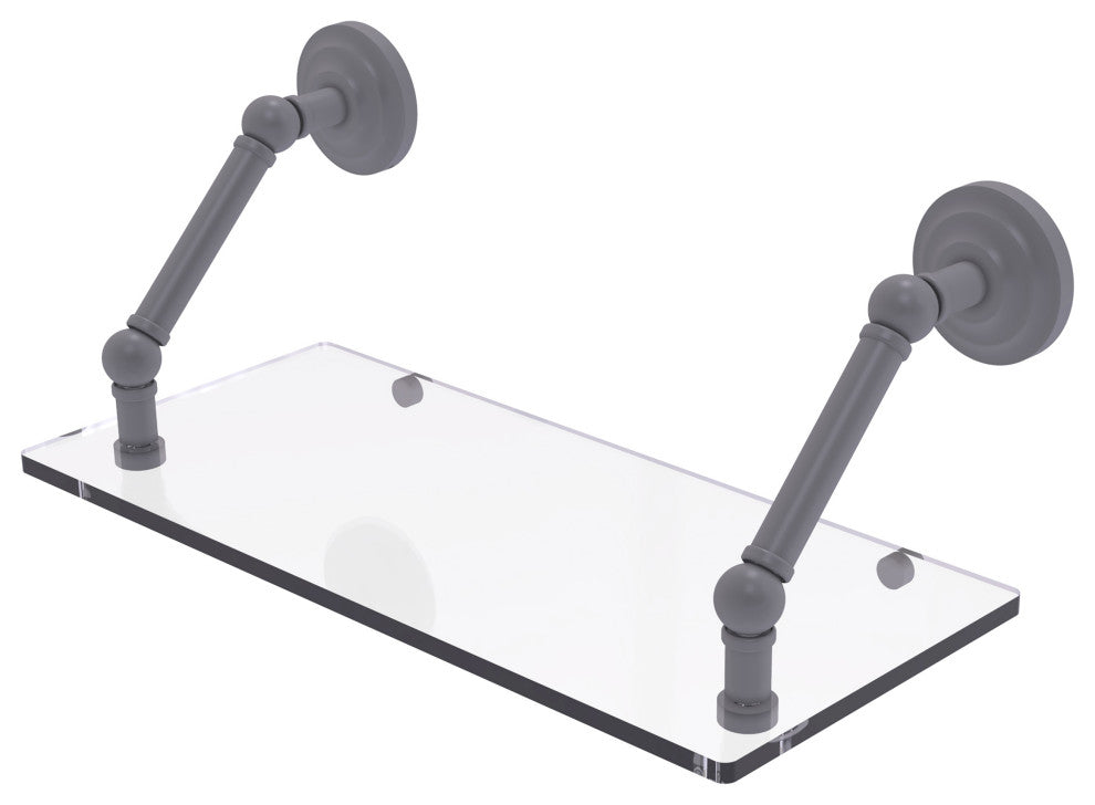 Prestige Que New 18" Floating Glass Shelf, Matte Gray