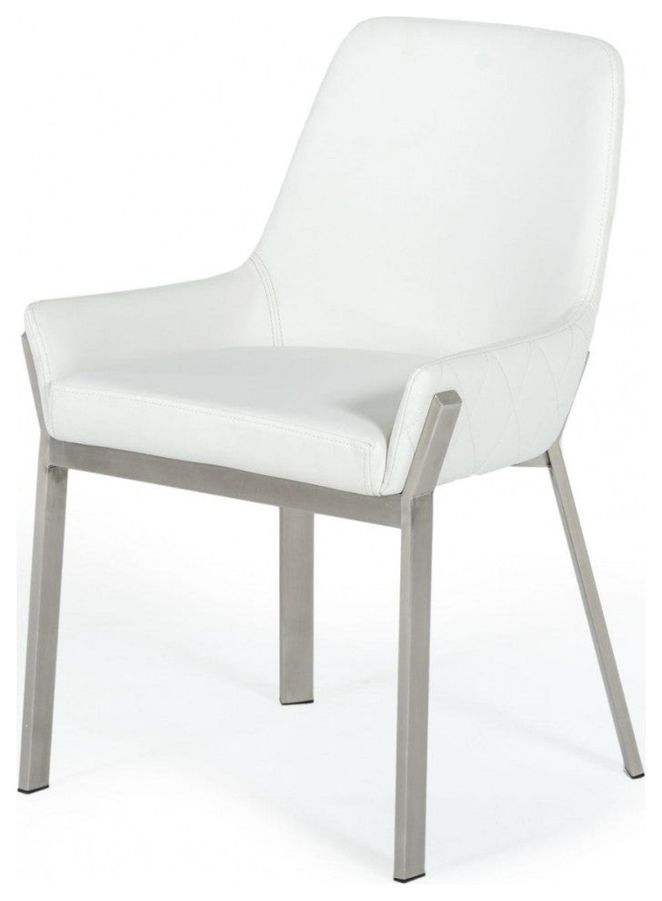White Brushed Stainless Steel Dining Chair