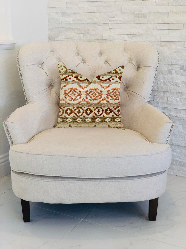 Arabesque Shades of Brown Luxury Throw Pillow, 26"x26"