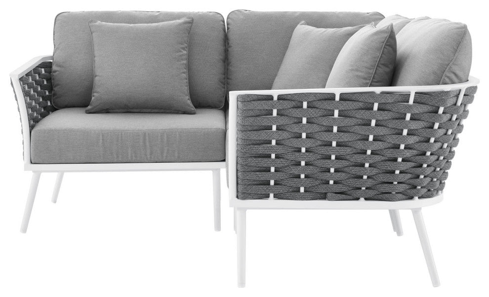 Outdoor Patio Aluminum Outdoor Patio Aluminum Small Sectional Sofa White Gray