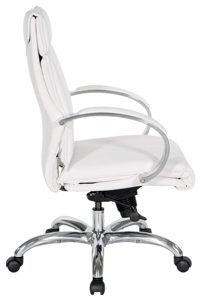 Deluxe Dillon Snow Executive Chair With Aluminum Base and Padded Arms, Mid Back