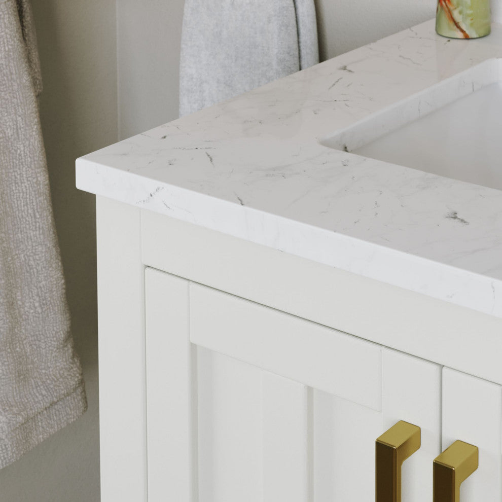 The Felipe Bathroom Vanity, White, 60", Double Sink, Freestanding