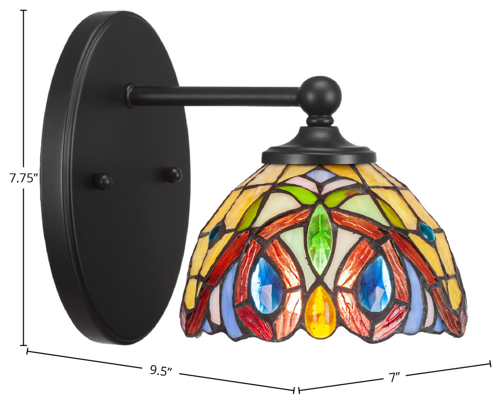Capri 1-Light Wall Sconce, Matte Black/Lynx Art