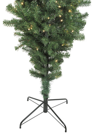 Upside Down Spruce Christmas Tree, Warm White LED Lights, 7.5'x60"
