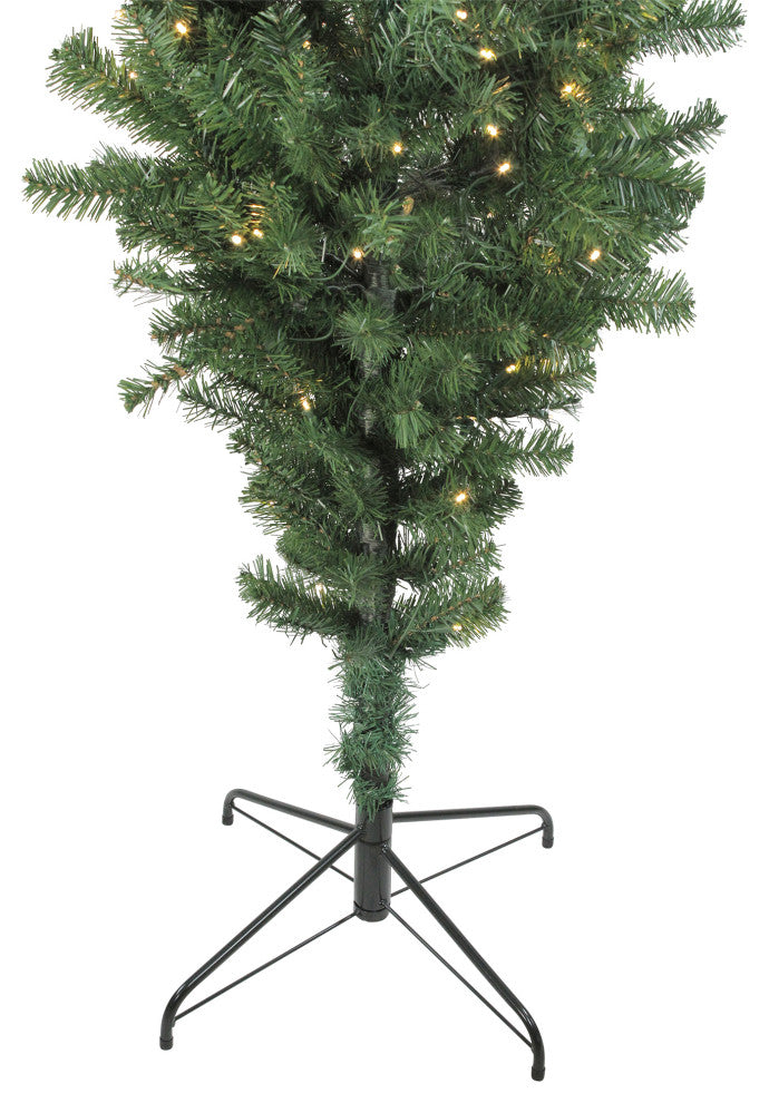 Upside Down Spruce Christmas Tree, Warm White LED Lights, 7.5'x60"